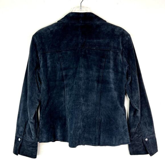 Coldwater Creek 100% Suede Leather Jacket Black Snap Button Women's P Medium - Picture 5 of 6